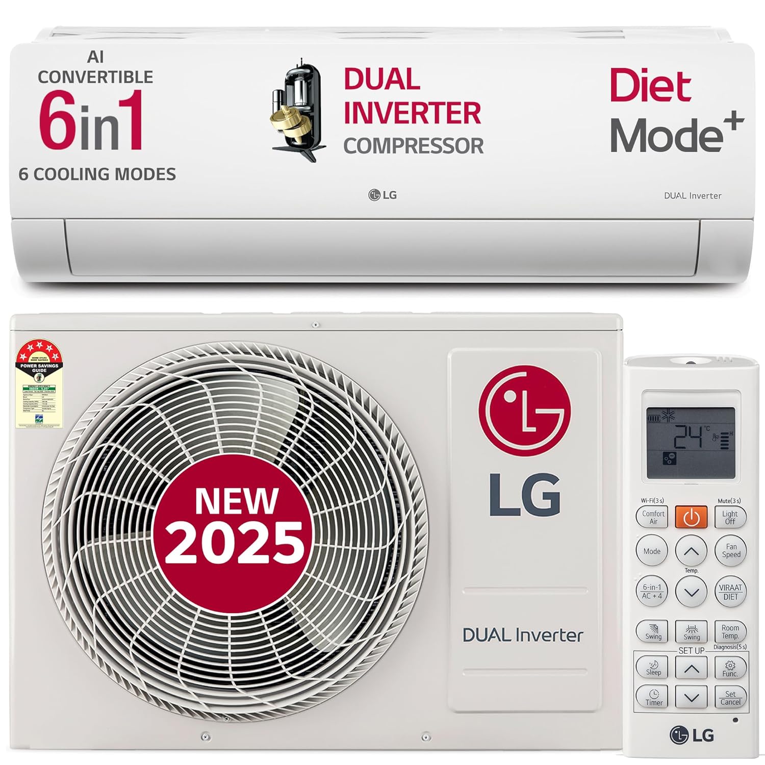 LG 5STAR 1TON Split AC AI Con US-Q14ENZE